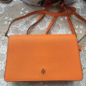 Tory Burch Emerson Convertible Crossbody Orange 🍊 Leather